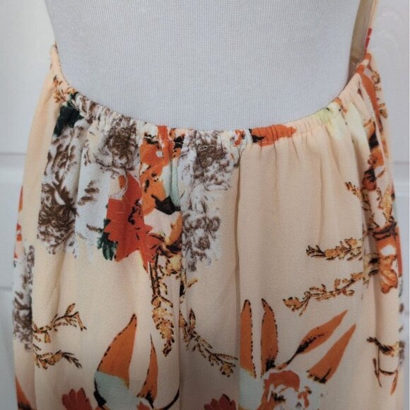 Simplee Floral Halter Maxi Dress Womens Size Medium Orange V Neck Open Back NEW - Picture 10 of 11